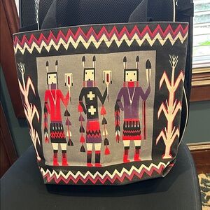 Native-Inspired Graphic Tote Bag - Black and Red